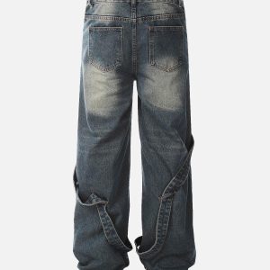 Concert Outfit Washed Distressed Deconstructed Split Work Jeans
