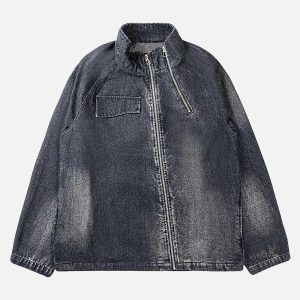 Concert Outfit Washed Distressed Denim Jacket