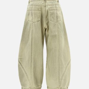 Concert Outfit Washed Distressed Detachable Scarf Barrel Jeans