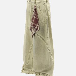 Concert Outfit Washed Distressed Detachable Scarf Barrel Jeans