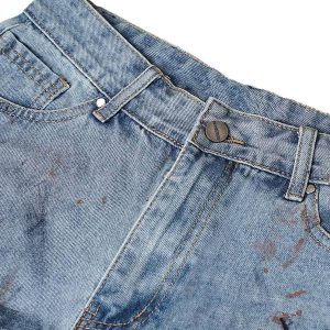 Concert Outfit Washed Distressed Dirty-Dyed Ripped Denim Shorts