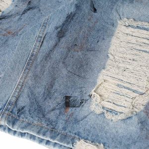 Concert Outfit Washed Distressed Dirty-Dyed Ripped Denim Shorts