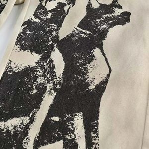 Concert Outfit Washed Distressed Doberman Graffiti Sweatpants