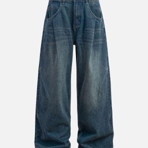 Concert Outfit Washed Distressed Double Pleat Jeans