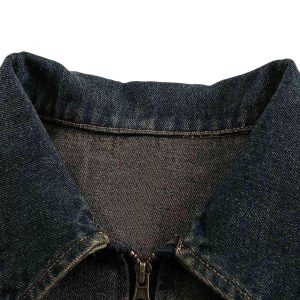 Concert Outfit Washed Distressed Multi-Pocket Denim Jacket