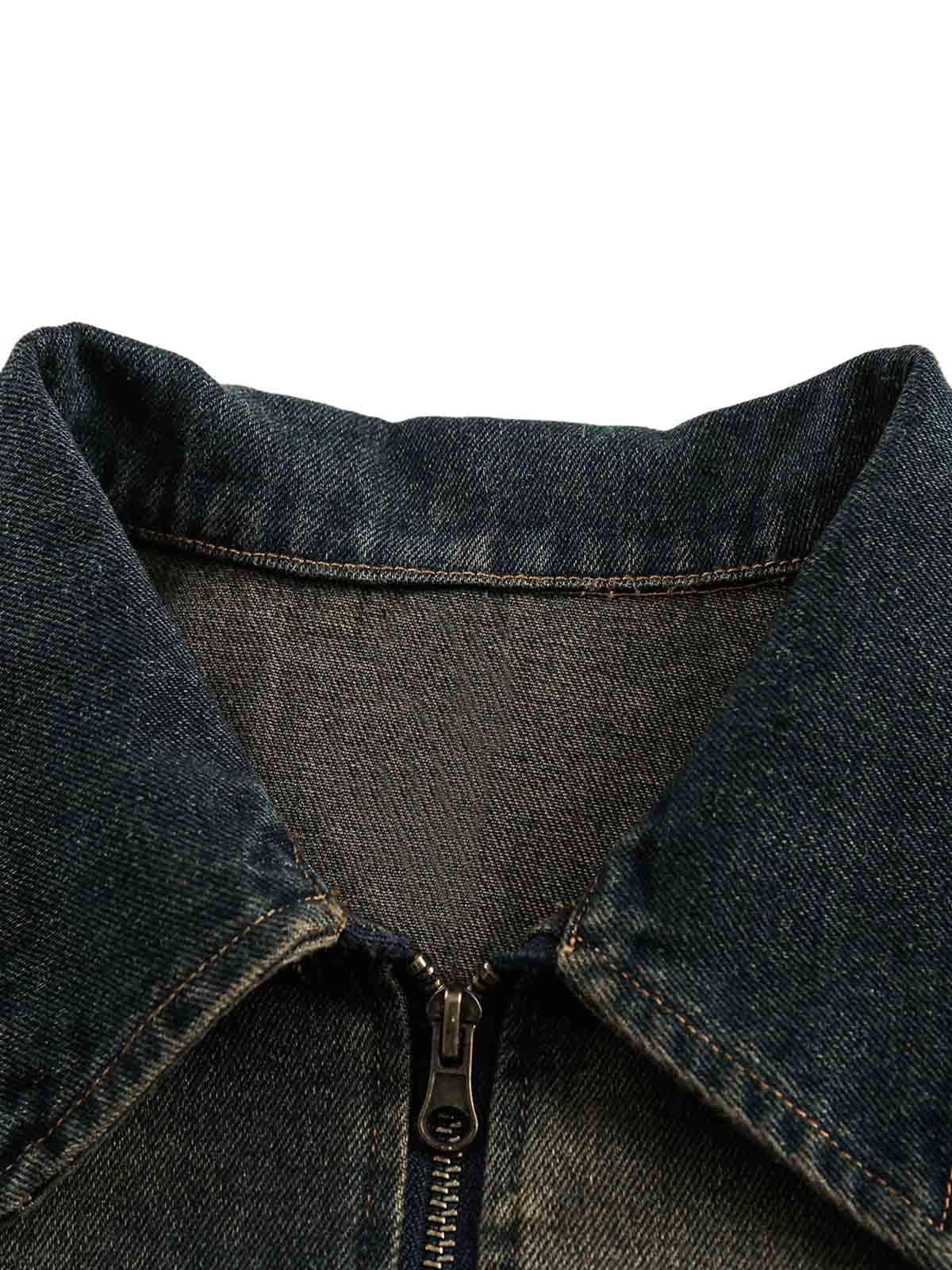 Concert Outfit Washed Distressed Multi-Pocket Denim Jacket Concert Outfit Washed Distressed Multi-Pocket Denim Jacket