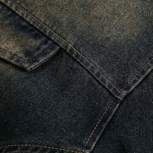 Concert Outfit Washed Distressed Multi-Pocket Denim Jacket