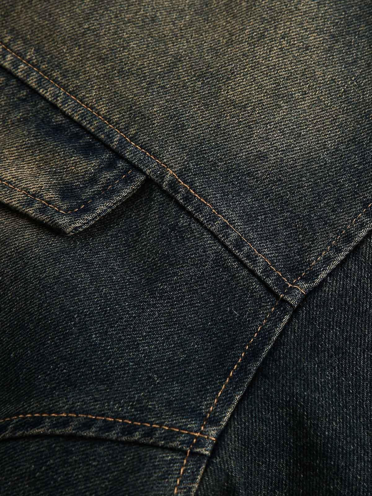 Concert Outfit Washed Distressed Multi-Pocket Denim Jacket Concert Outfit Washed Distressed Multi-Pocket Denim Jacket