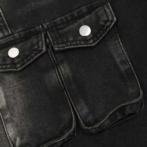 Concert Outfit Washed Distressed Multi-Pocket Straight Cargo Jeans