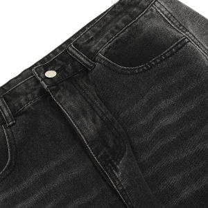 Concert Outfit Washed Distressed Multi-Pocket Straight Cargo Jeans