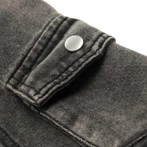 Concert Outfit Washed Distressed Multi-Pocket Straight Cargo Jeans