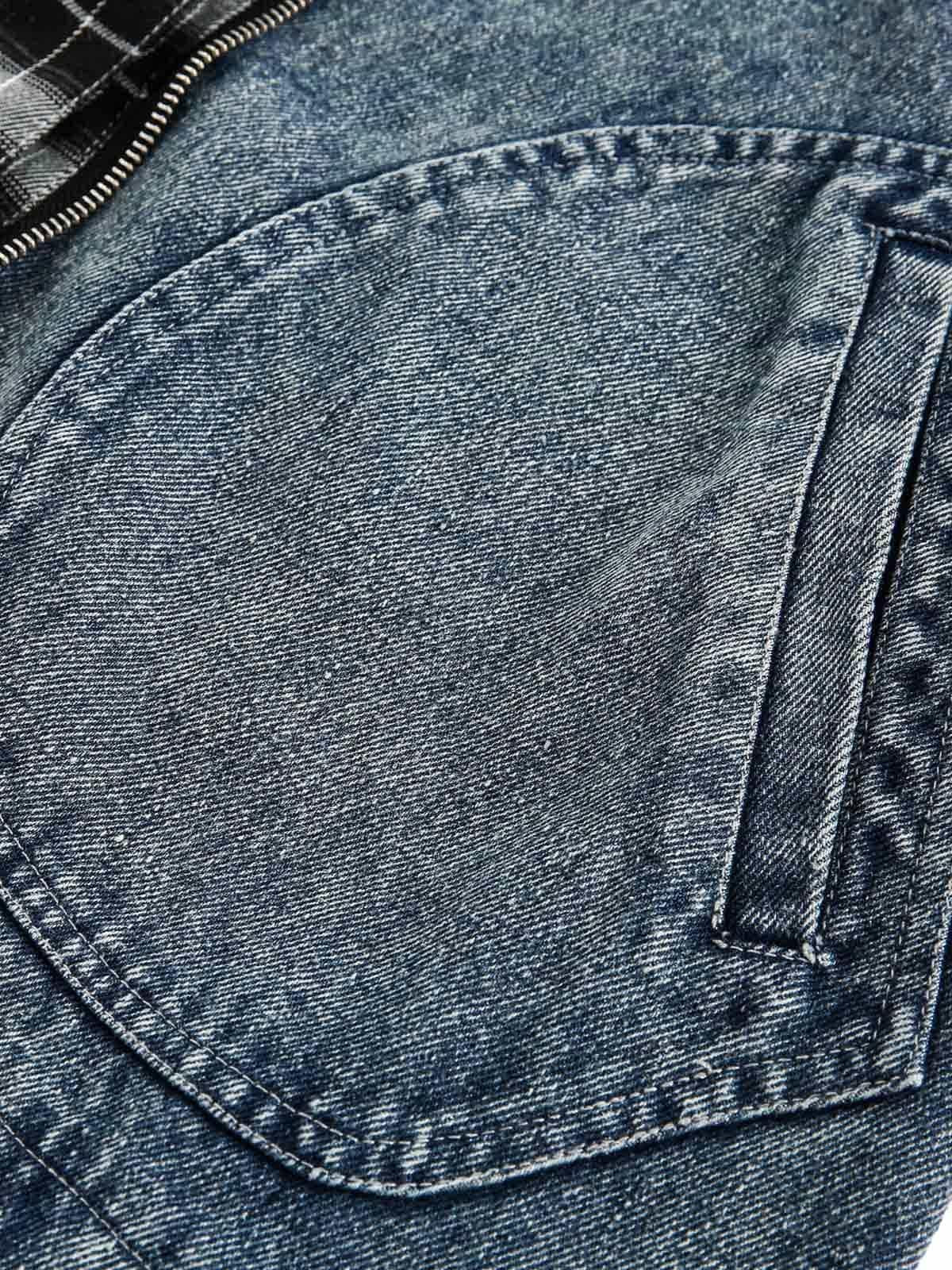 Concert Outfit Washed Distressed Patchwork Faux Two-Piece Denim Jacket Concert Outfit Washed Distressed Patchwork Faux Two-Piece Denim Jacket