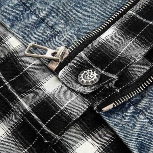 Concert Outfit Washed Distressed Patchwork Faux Two-Piece Denim Jacket