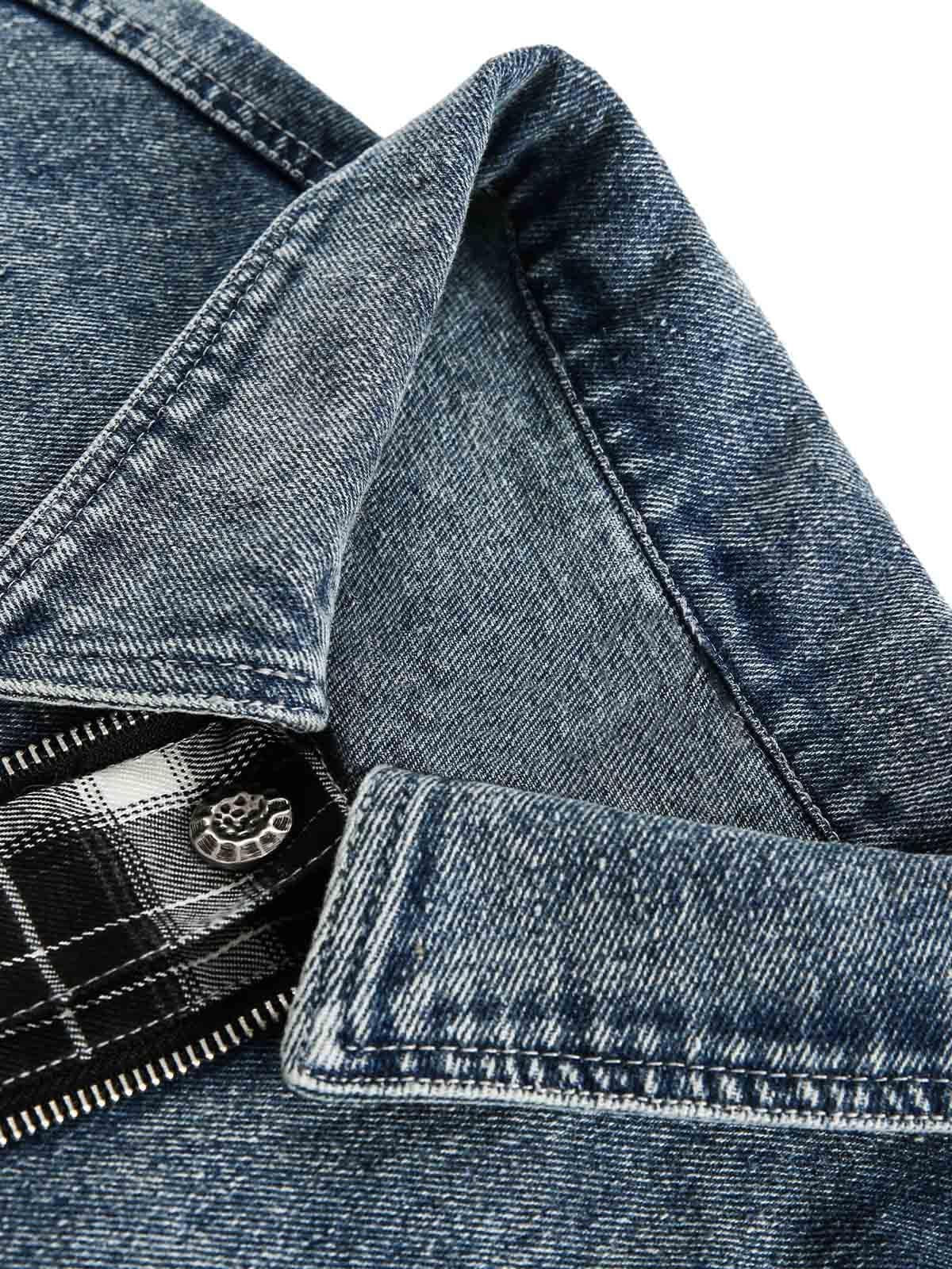 Concert Outfit Washed Distressed Patchwork Faux Two-Piece Denim Jacket Concert Outfit Washed Distressed Patchwork Faux Two-Piece Denim Jacket