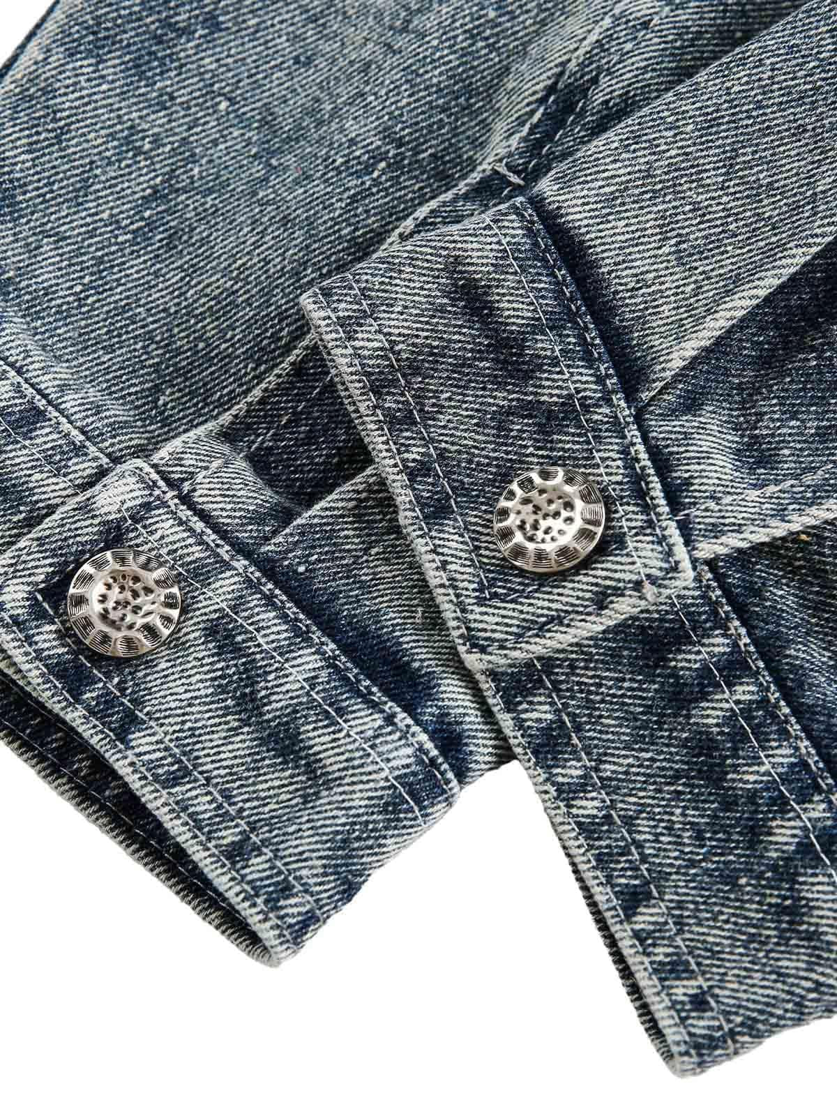 Concert Outfit Washed Distressed Patchwork Faux Two-Piece Denim Jacket Concert Outfit Washed Distressed Patchwork Faux Two-Piece Denim Jacket