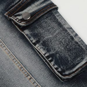 Concert Outfit Washed Distressed Patchwork Jeans