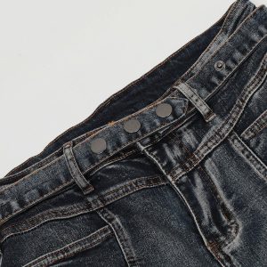 Concert Outfit Washed Distressed Patchwork Jeans