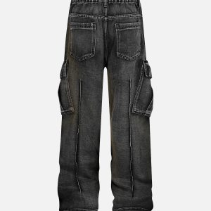 Concert Outfit Washed Distressed Pleated Cargo Jeans