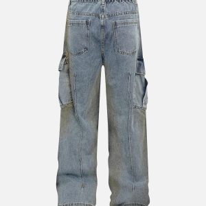 Concert Outfit Washed Distressed Pleated Cargo Jeans