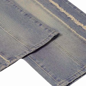 Concert Outfit Washed Distressed Raw Edge Baggy Jeans