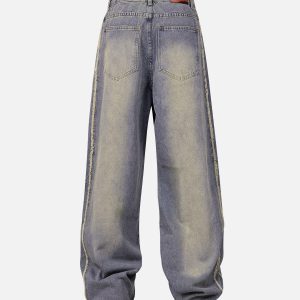 Concert Outfit Washed Distressed Raw Edge Baggy Jeans