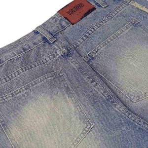 Concert Outfit Washed Distressed Raw Edge Baggy Jeans