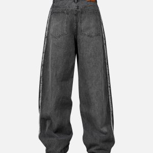 Concert Outfit Washed Distressed Raw Edge Baggy Jeans