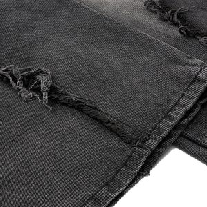 Concert Outfit Washed Distressed Raw Edge Barrel Jeans