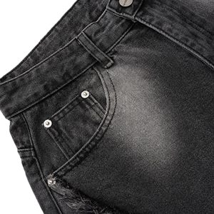 Concert Outfit Washed Distressed Raw Edge Barrel Jeans