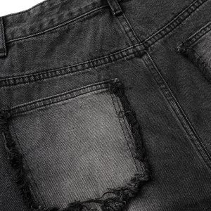 Concert Outfit Washed Distressed Raw Edge Barrel Jeans