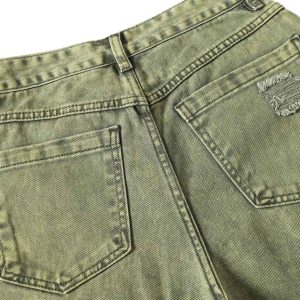 Concert Outfit Washed Distressed Ripped Barrel Jeans