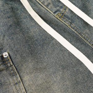 Concert Outfit Washed Distressed Split Drawstring Barrel Jeans