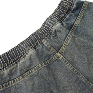 Concert Outfit Washed Distressed Split Drawstring Barrel Jeans