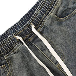 Concert Outfit Washed Distressed Split Drawstring Barrel Jeans