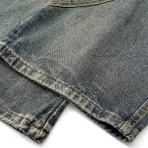 Concert Outfit Washed Distressed Split Drawstring Barrel Jeans