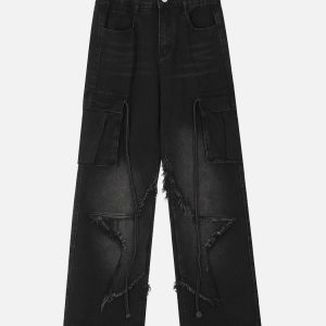Concert Outfit Washed Distressed Star Jeans