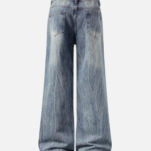 Concert Outfit Washed Distressed Straight Jeans