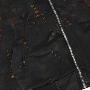 Concert Outfit Washed Distressed Zipper Hooded Jacket