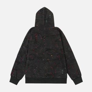 Concert Outfit Washed Distressed Zipper Hooded Jacket