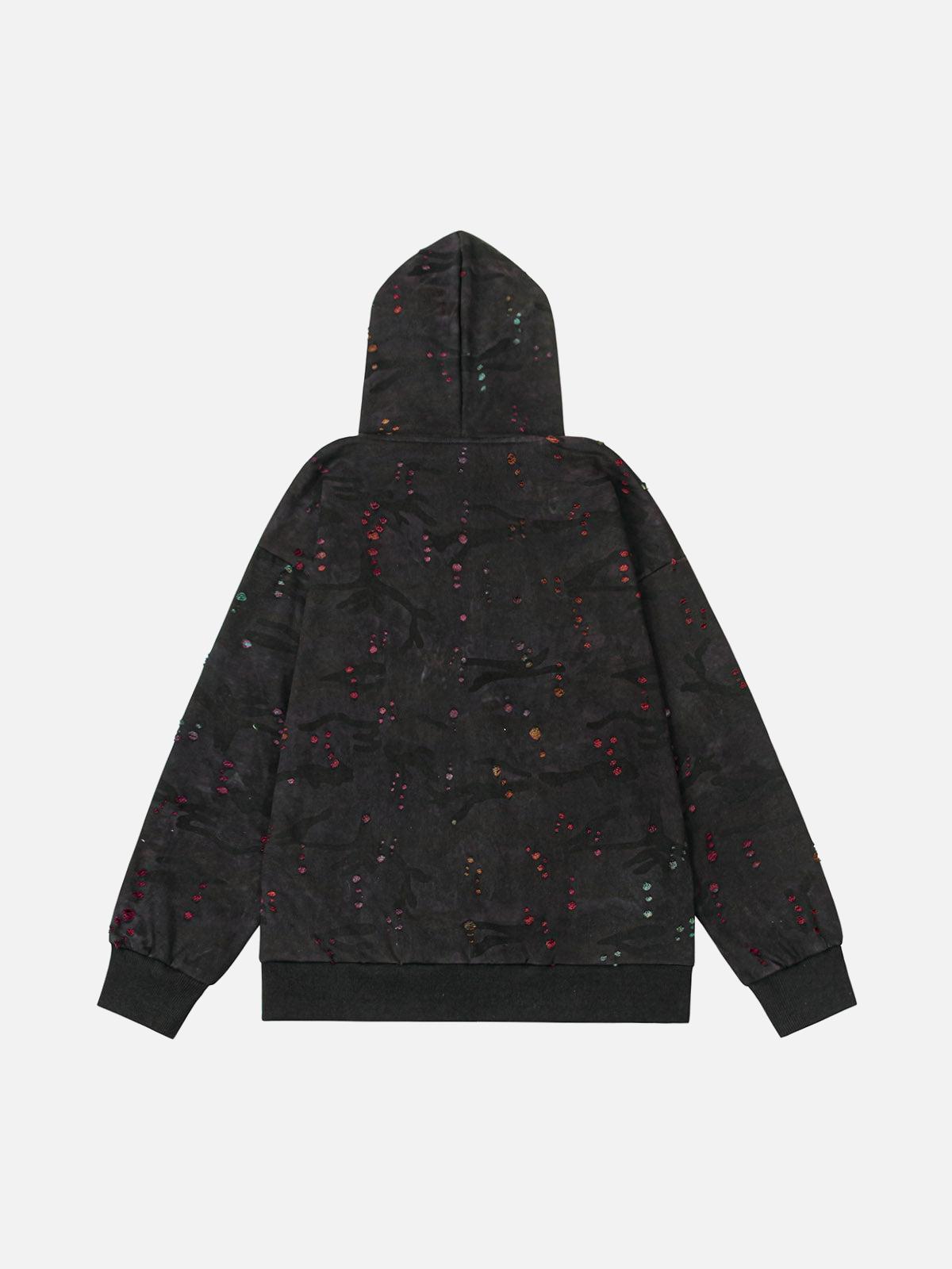 Concert Outfit Washed Distressed Zipper Hooded Jacket Concert Outfit Washed Distressed Zipper Hooded Jacket