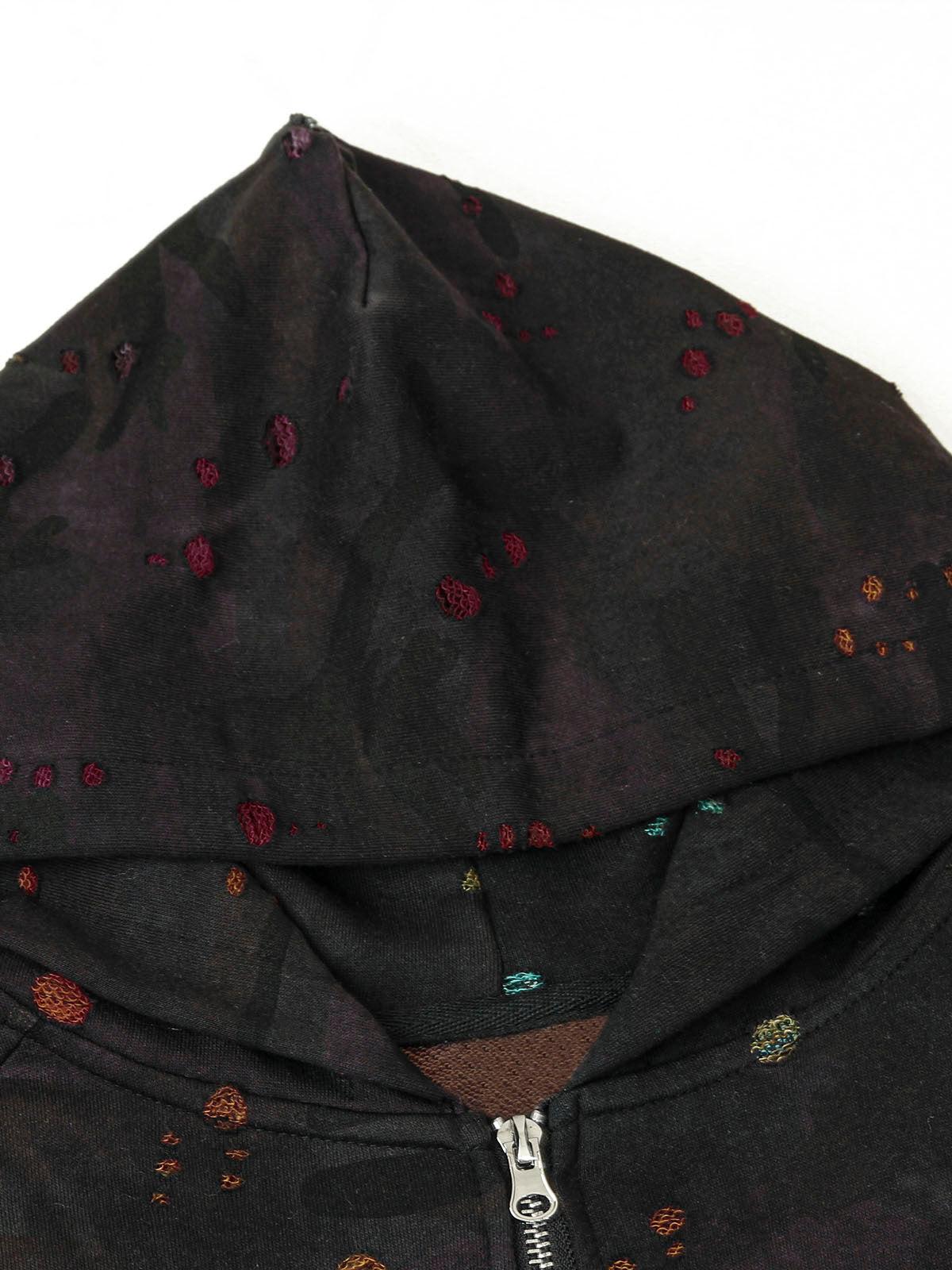 Concert Outfit Washed Distressed Zipper Hooded Jacket Concert Outfit Washed Distressed Zipper Hooded Jacket