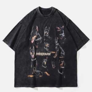 Concert Outfit Washed Doberman Graphic Tee