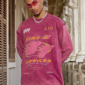 Concert Outfit Washed Edge Long Sleeve T-Shirt