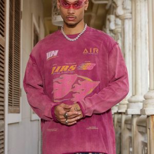 Concert Outfit Washed Edge Long Sleeve T-Shirt