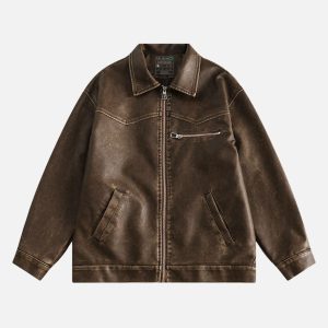 Concert Outfit Washed Faux Leather Jacket