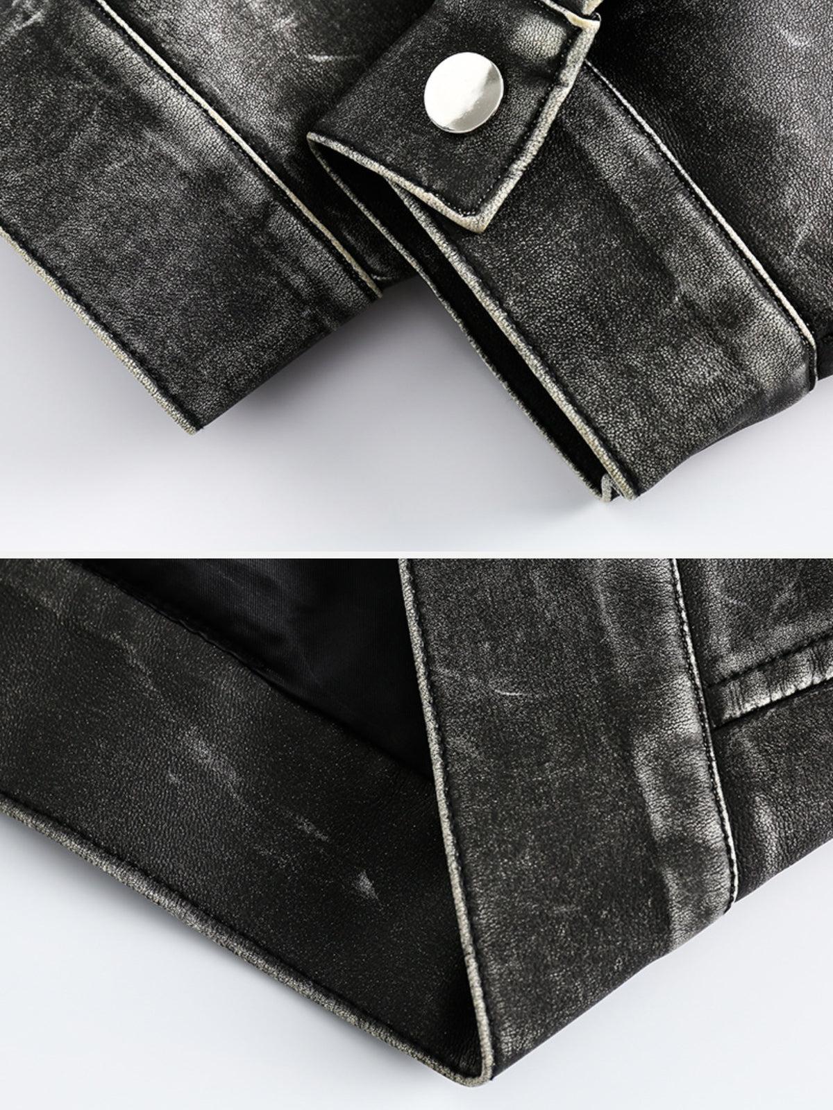 Concert Outfit Washed Faux Leather Jacket Concert Outfit Washed Faux Leather Jacket