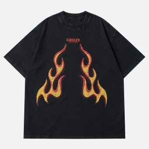 Concert Outfit Washed Flame Print Tee