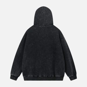 Concert Outfit Washed Flame Printed Fleece Hoodie