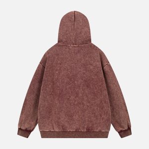 Concert Outfit Washed Flame Printed Fleece Hoodie