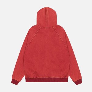 Concert Outfit Washed Fur Collar Zip Up Hoodie